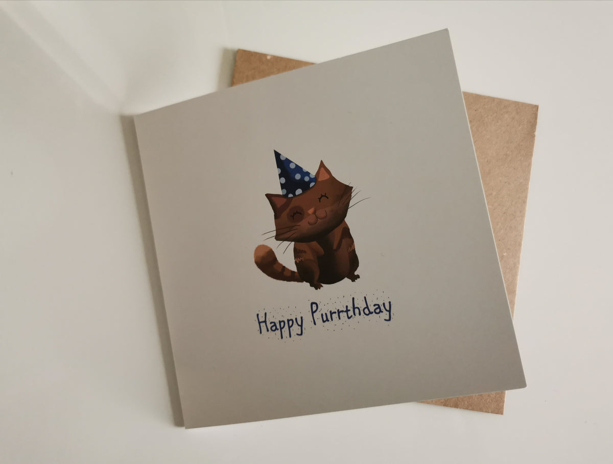 Happy Purrthday (Illustrated Card)