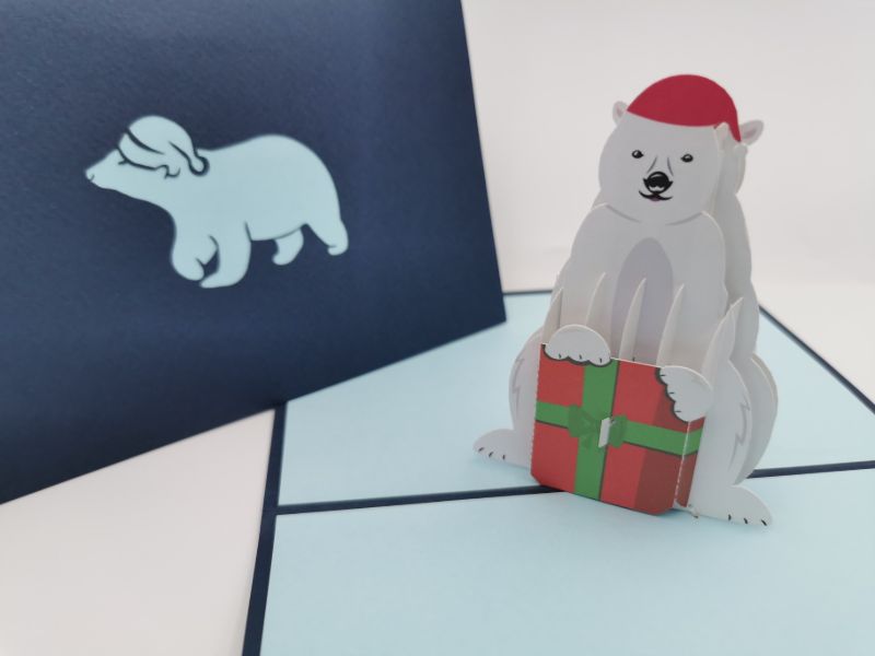 Christmas Polar bear Pop Up Card – Paper Bear