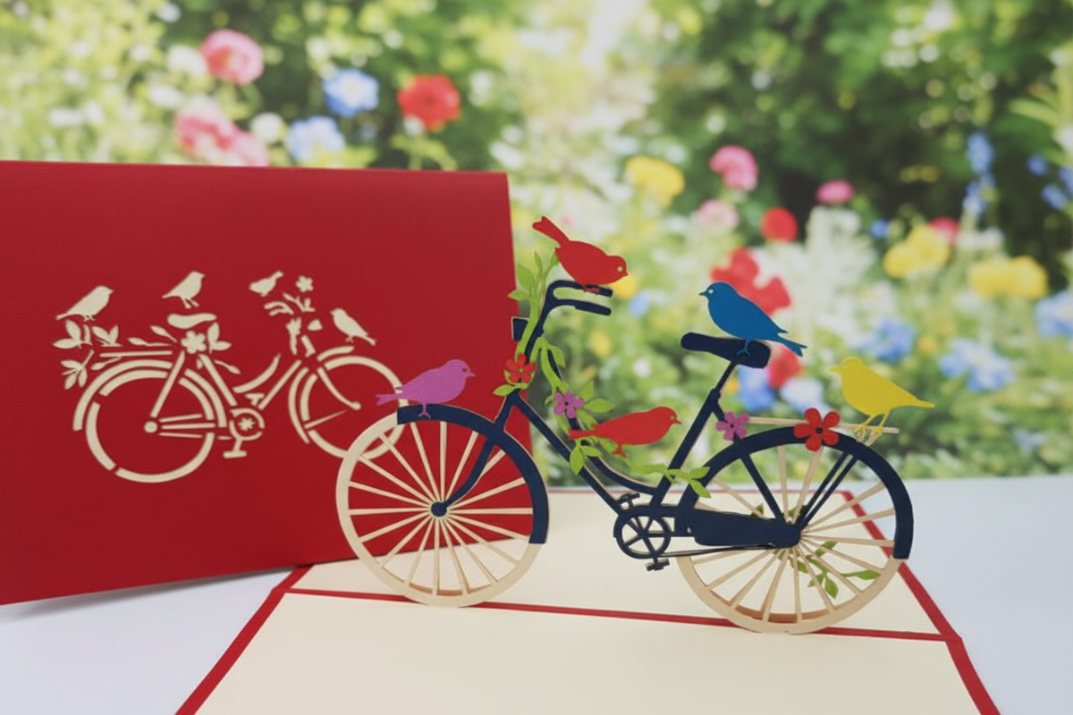 Little Birdie Bicycle - Blurry Garden Background