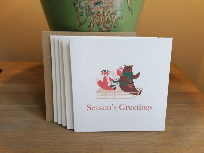 5 pack Illustrated cards (recycled paper)