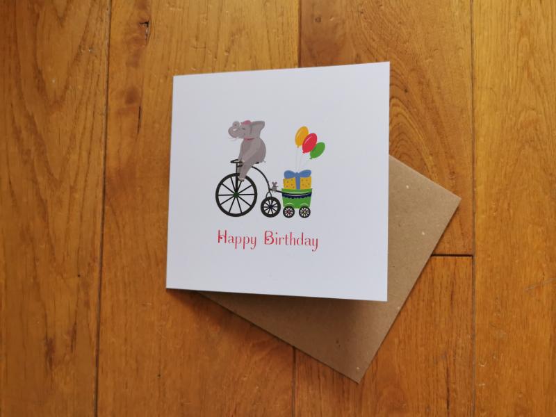 Birthday Elephant illustrated card