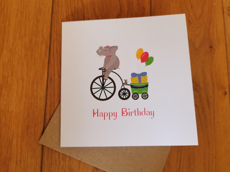 Birthday Elephant illustrated card